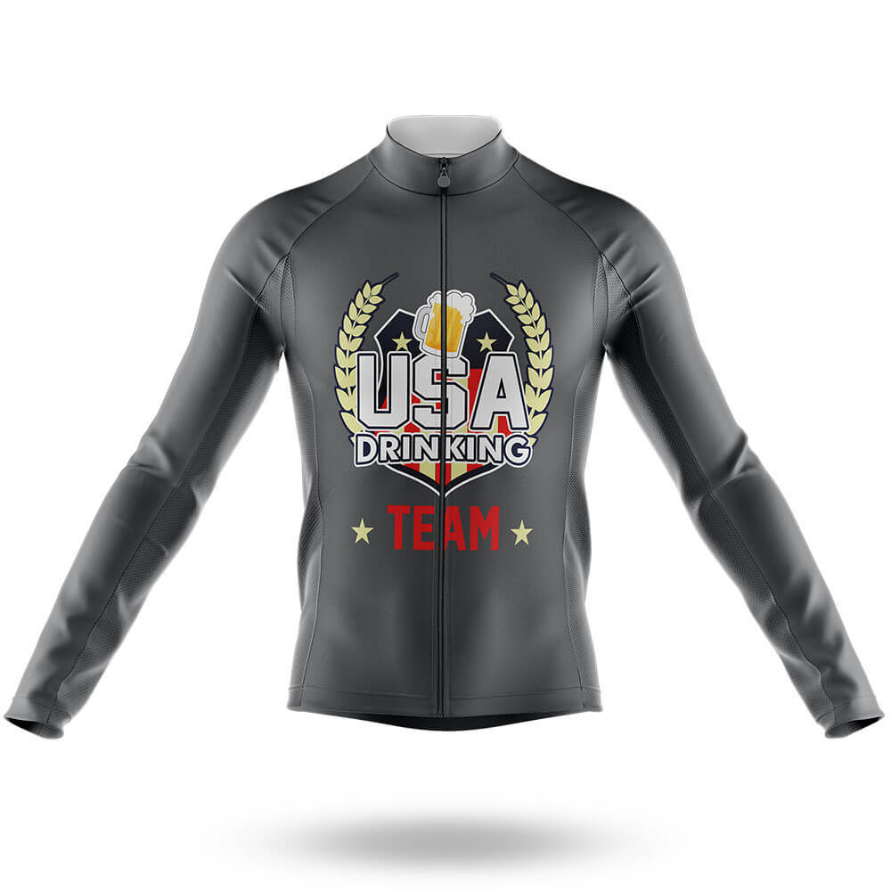 USA Drinking Team - Grey - Men's Cycling Kit-Long Sleeve Jersey-Global Cycling Gear