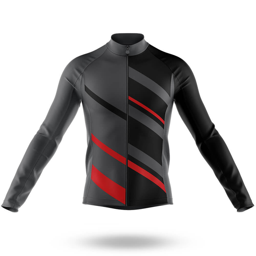 Grey Red - Men's Cycling Kit-Long Sleeve Jersey-Global Cycling Gear