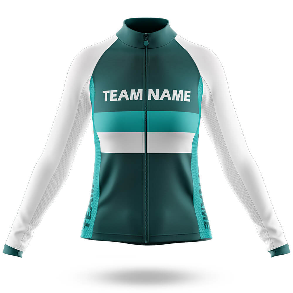 Custom Team Name M2 Green - Women's Cycling Kit-Long Sleeve Jersey-Global Cycling Gear