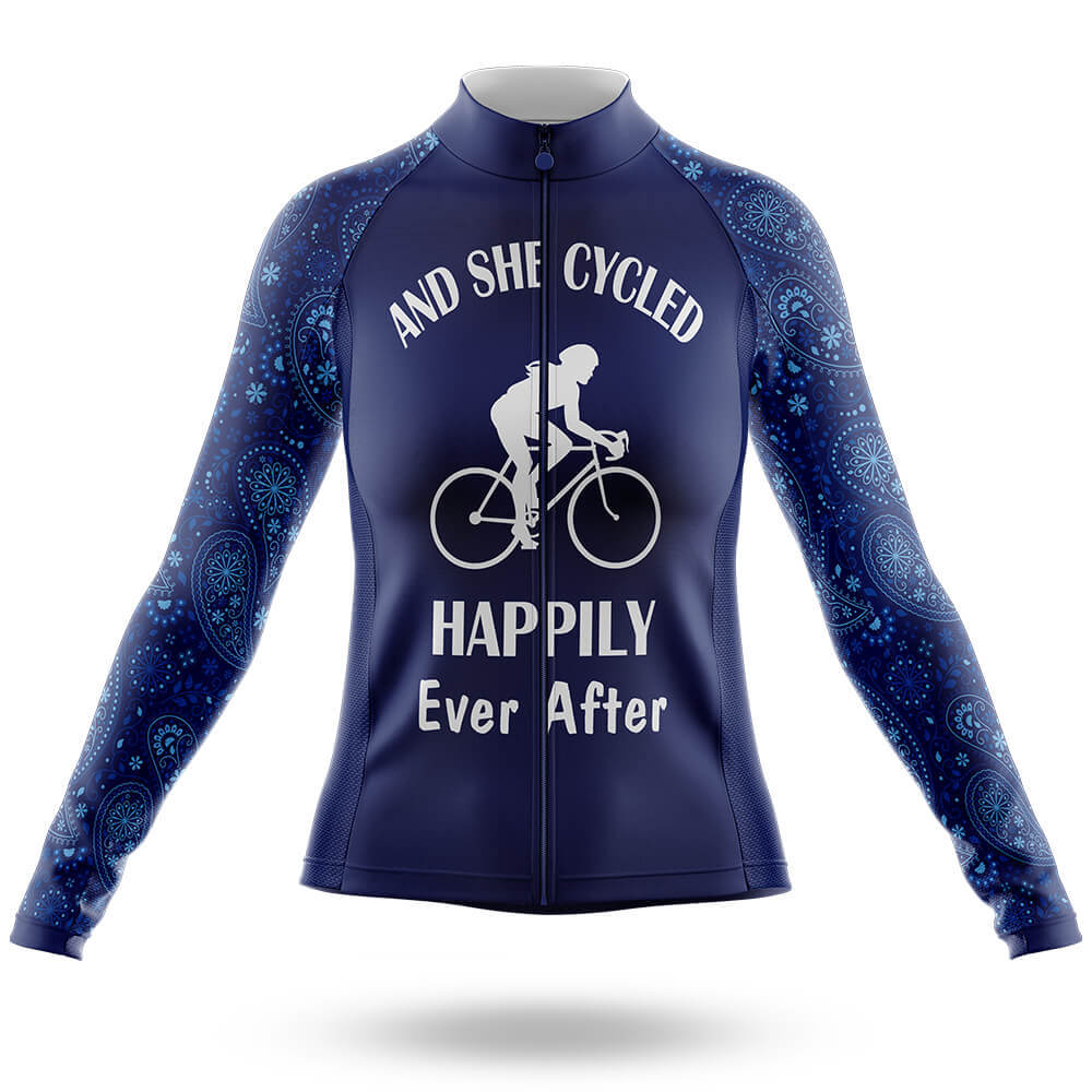 She Cycled Happily - Women's Cycling Kit-Long Sleeve Jersey-Global Cycling Gear