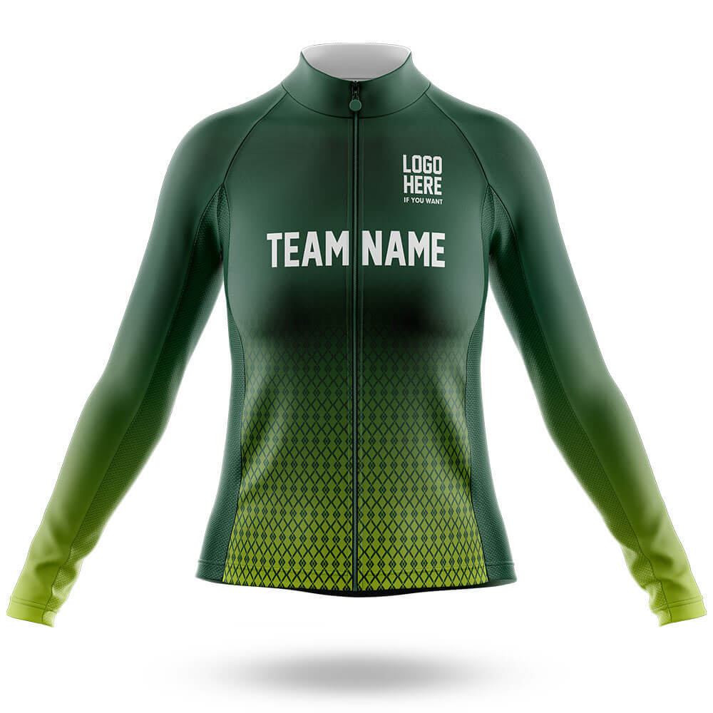 Custom Team Name S1 Green - Women's Cycling Kit-Long Sleeve Jersey-Global Cycling Gear