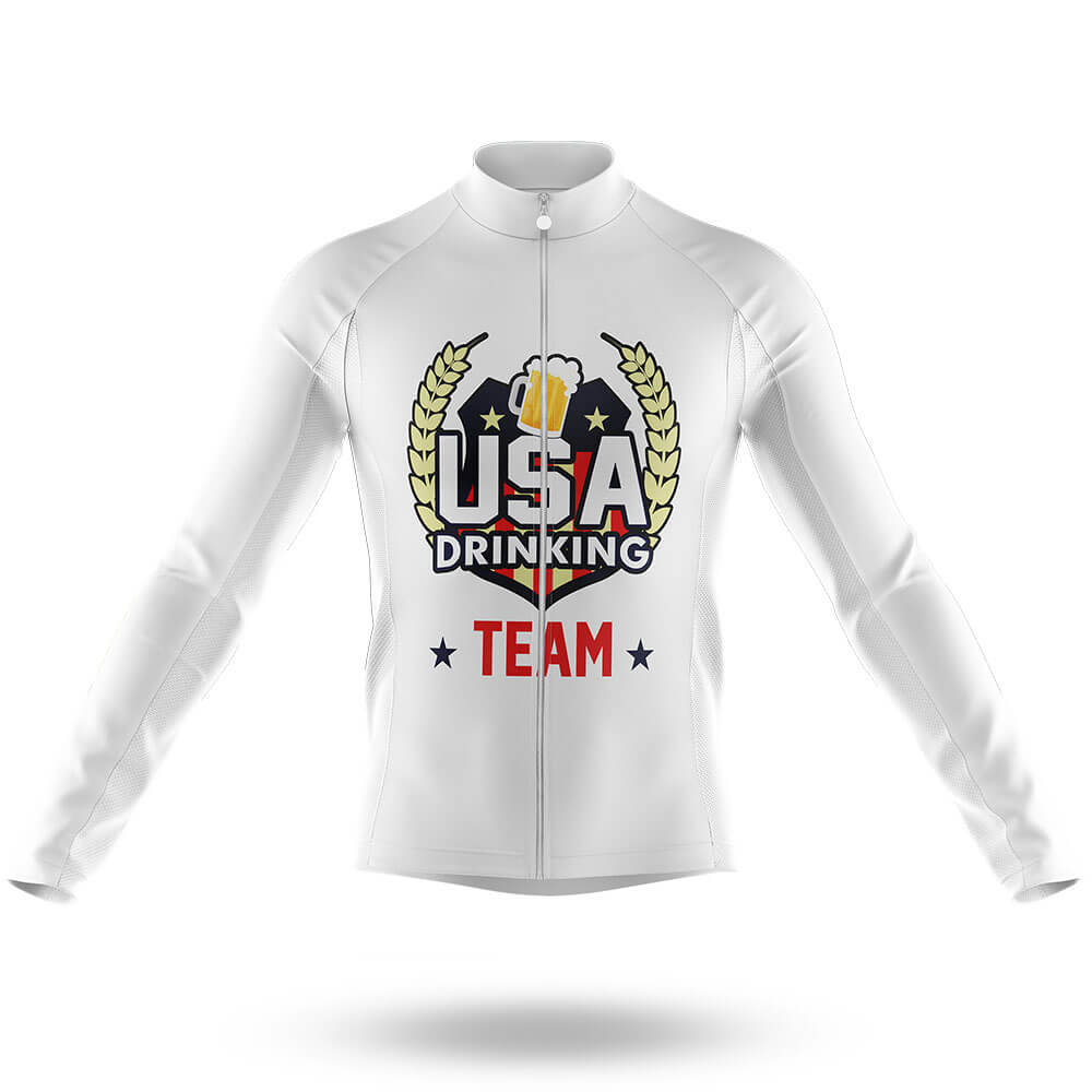 USA Drinking Team - White - Men's Cycling Kit-Long Sleeve Jersey-Global Cycling Gear