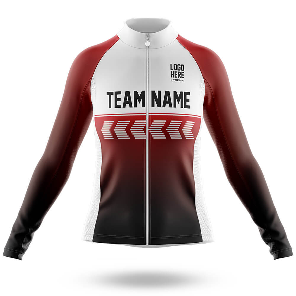 Custom Team Name S4 Red - Women's Cycling Kit-Long Sleeve Jersey-Global Cycling Gear