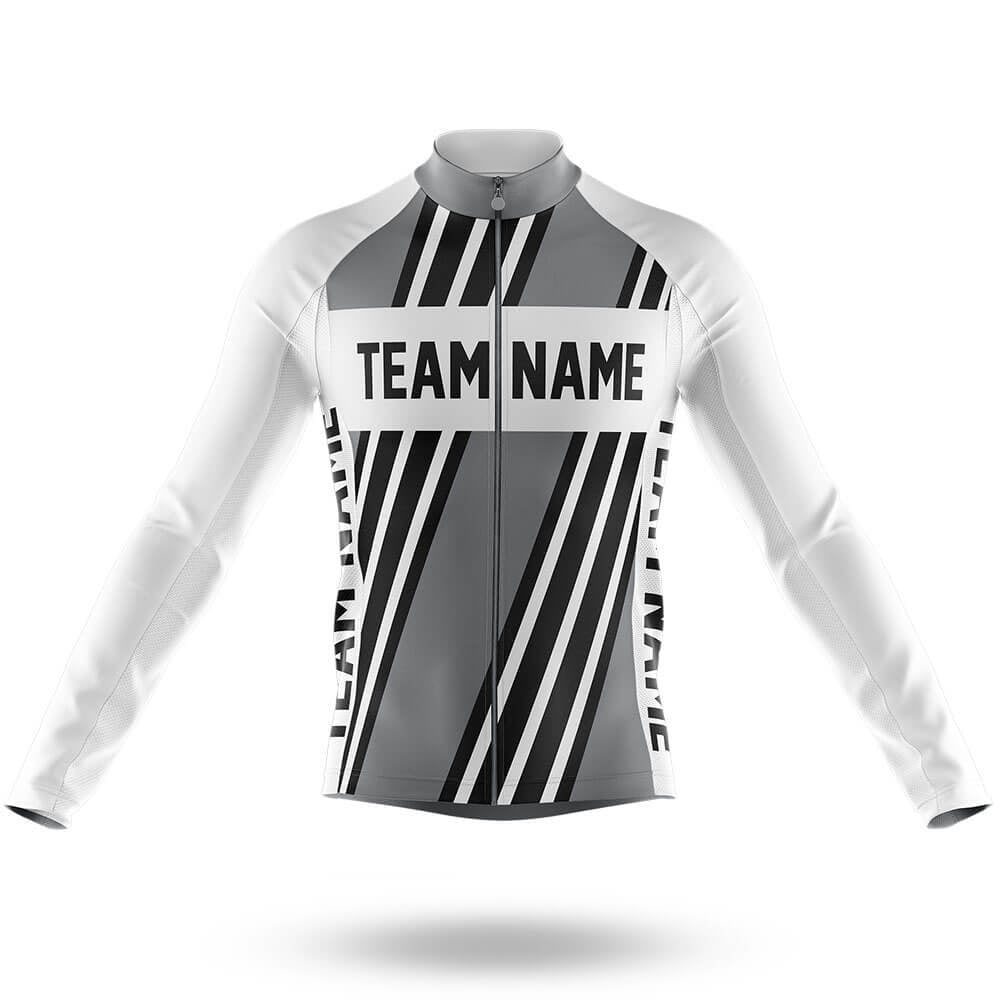 Custom Team Name M5 Grey - Men's Cycling Kit-Long Sleeve Jersey-Global Cycling Gear
