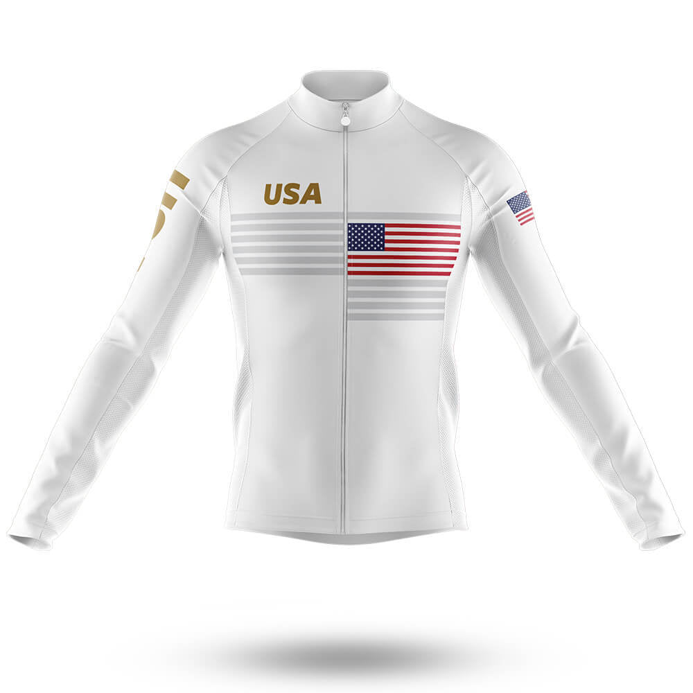 USA S10 White - Men's Cycling Kit-Long Sleeve Jersey-Global Cycling Gear