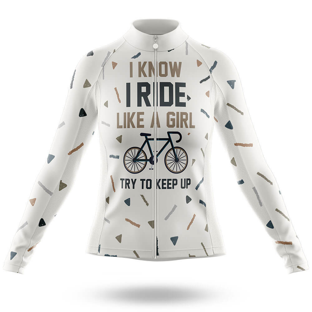 Like A Girl V5 - Women's Cycling Kit-Long Sleeve Jersey-Global Cycling Gear