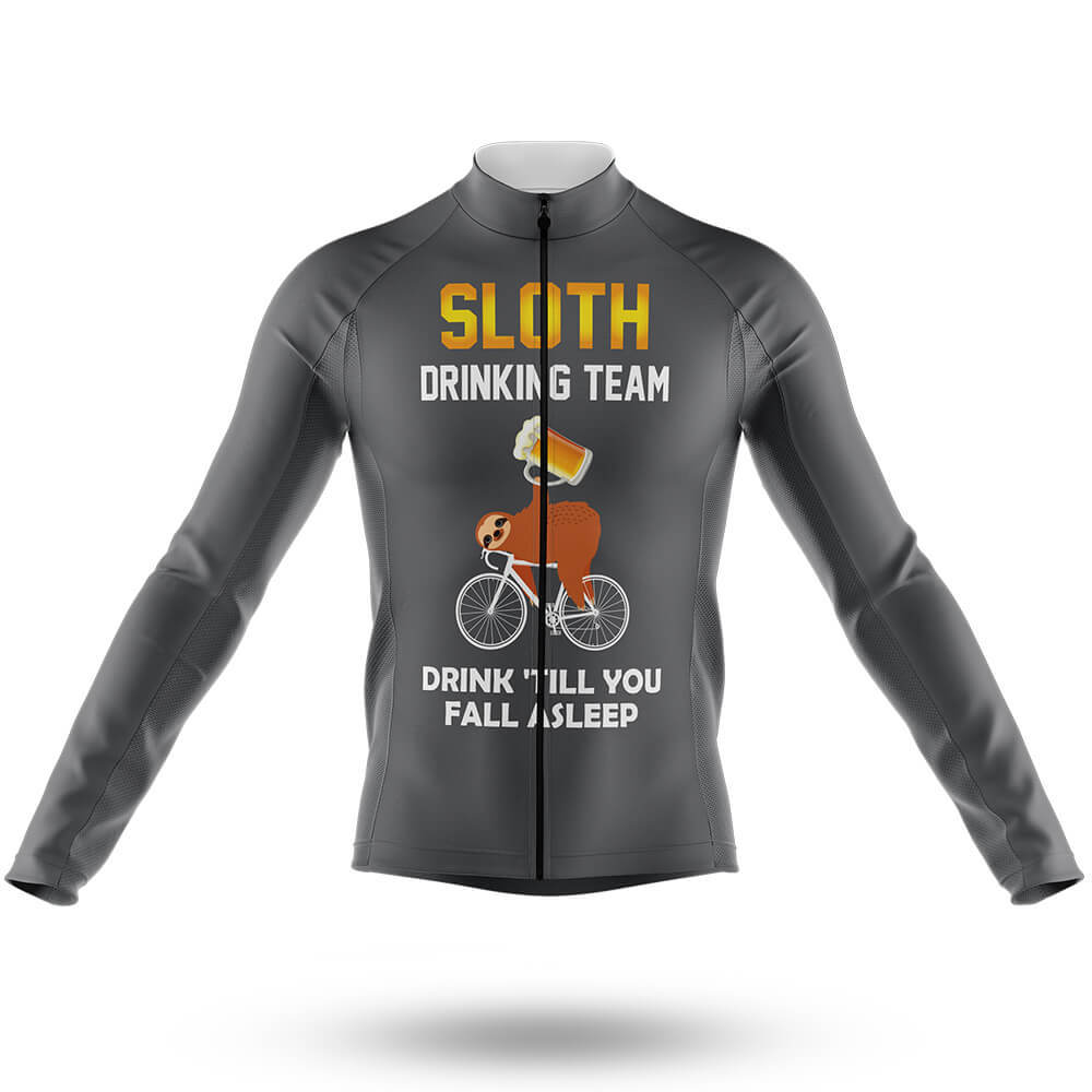 Sloth Drinking Team - Grey - Men's Cycling Kit-Long Sleeve Jersey-Global Cycling Gear