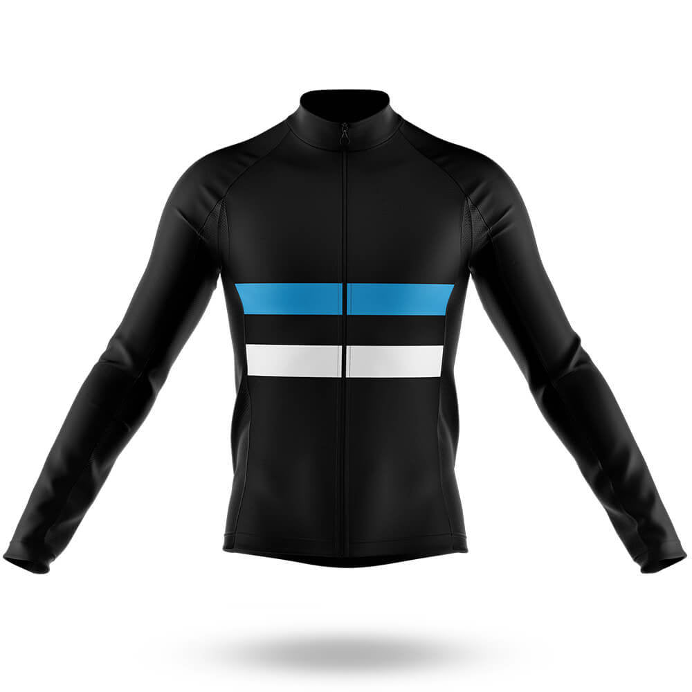 Blue White Lines - Men's Cycling Kit-Long Sleeve Jersey-Global Cycling Gear