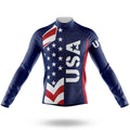 USA Flag - Men's Cycling Kit-Long Sleeve Jersey-Global Cycling Gear