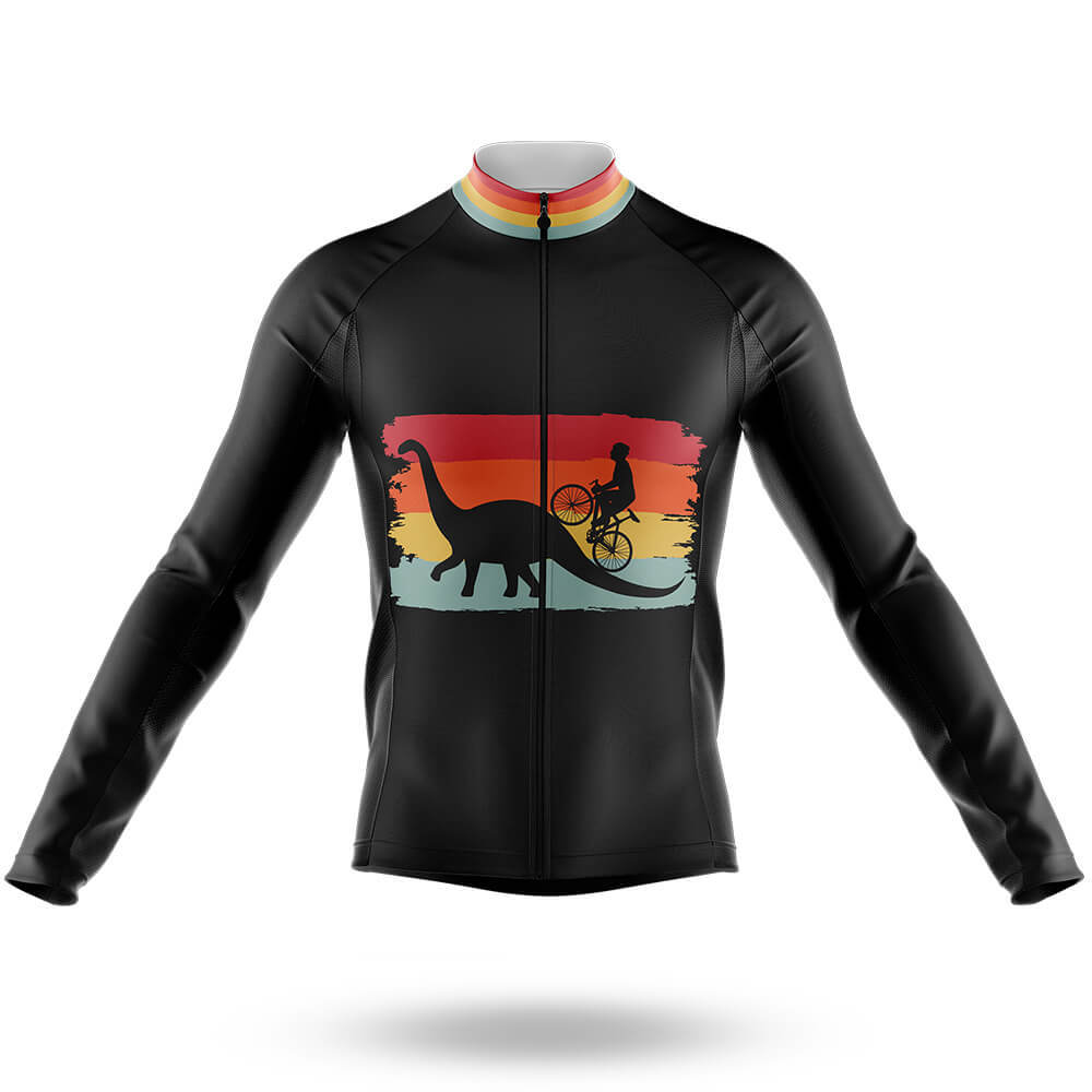 Retro Dinosaur Bicycle - Men's Cycling Kit-Long Sleeve Jersey-Global Cycling Gear