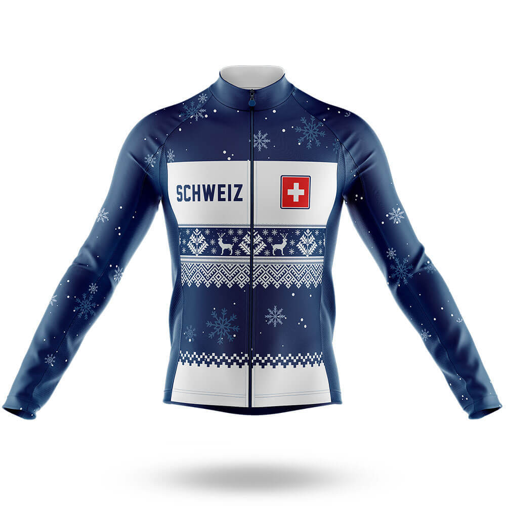 Schweiz Xmas - Men's Cycling Kit-Long Sleeve Jersey-Global Cycling Gear