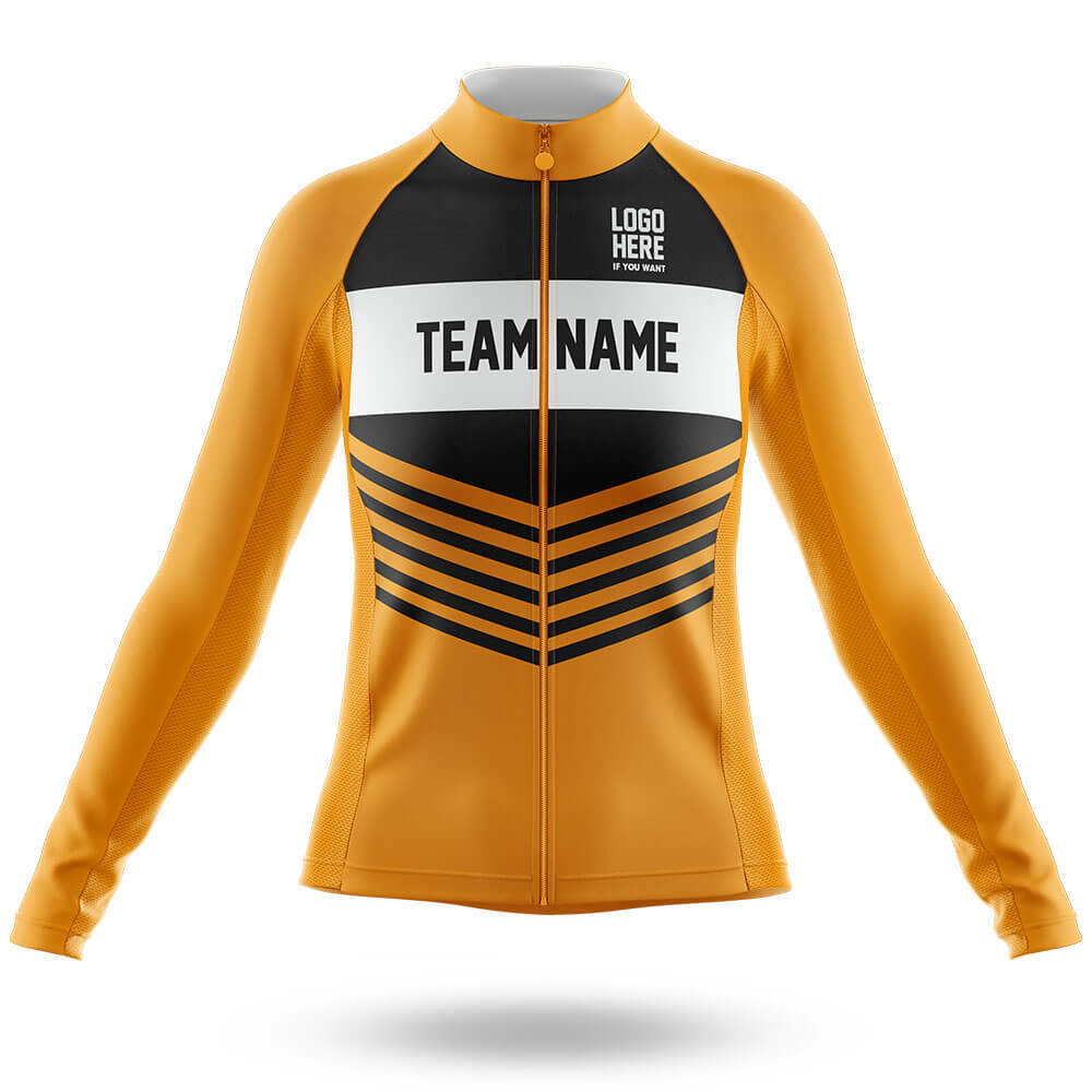 Custom Team Name V20 Yellow - Women's Cycling Kit-Long Sleeve Jersey-Global Cycling Gear