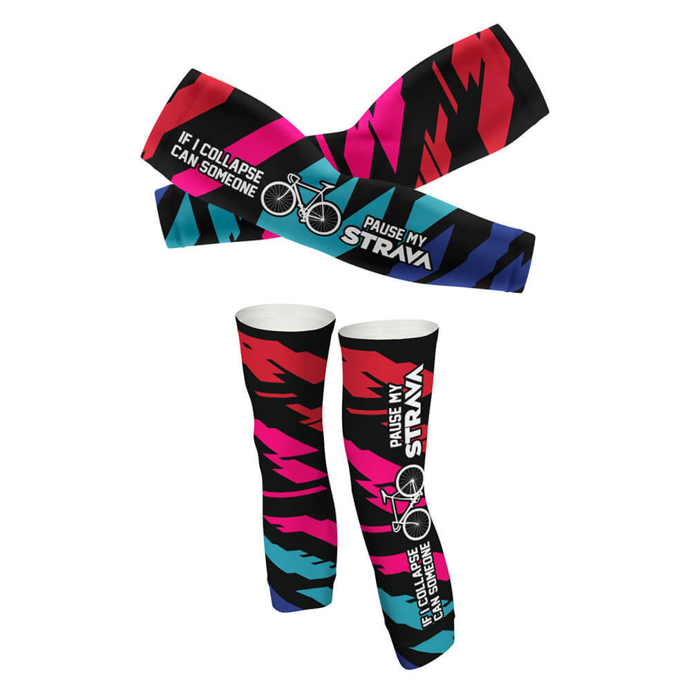 Pause My Strava - Arm And Leg Sleeves-S-Global Cycling Gear