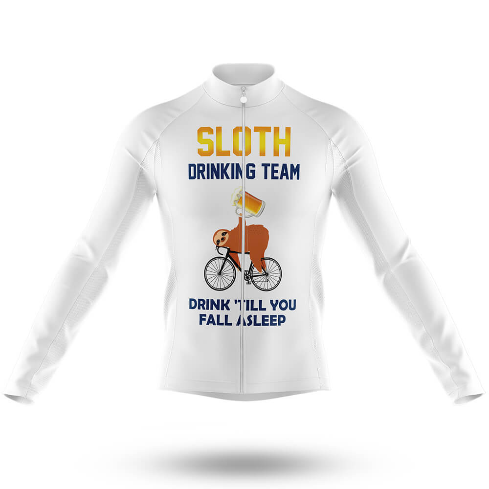 Sloth Drinking Team - White - Men's Cycling Kit-Long Sleeve Jersey-Global Cycling Gear