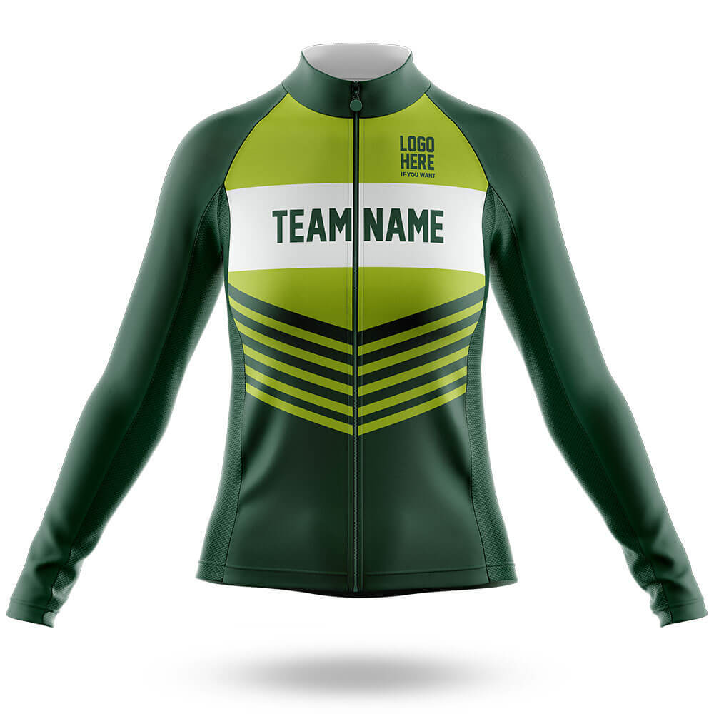 Custom Team Name V20 Green - Women's Cycling Kit-Long Sleeve Jersey-Global Cycling Gear