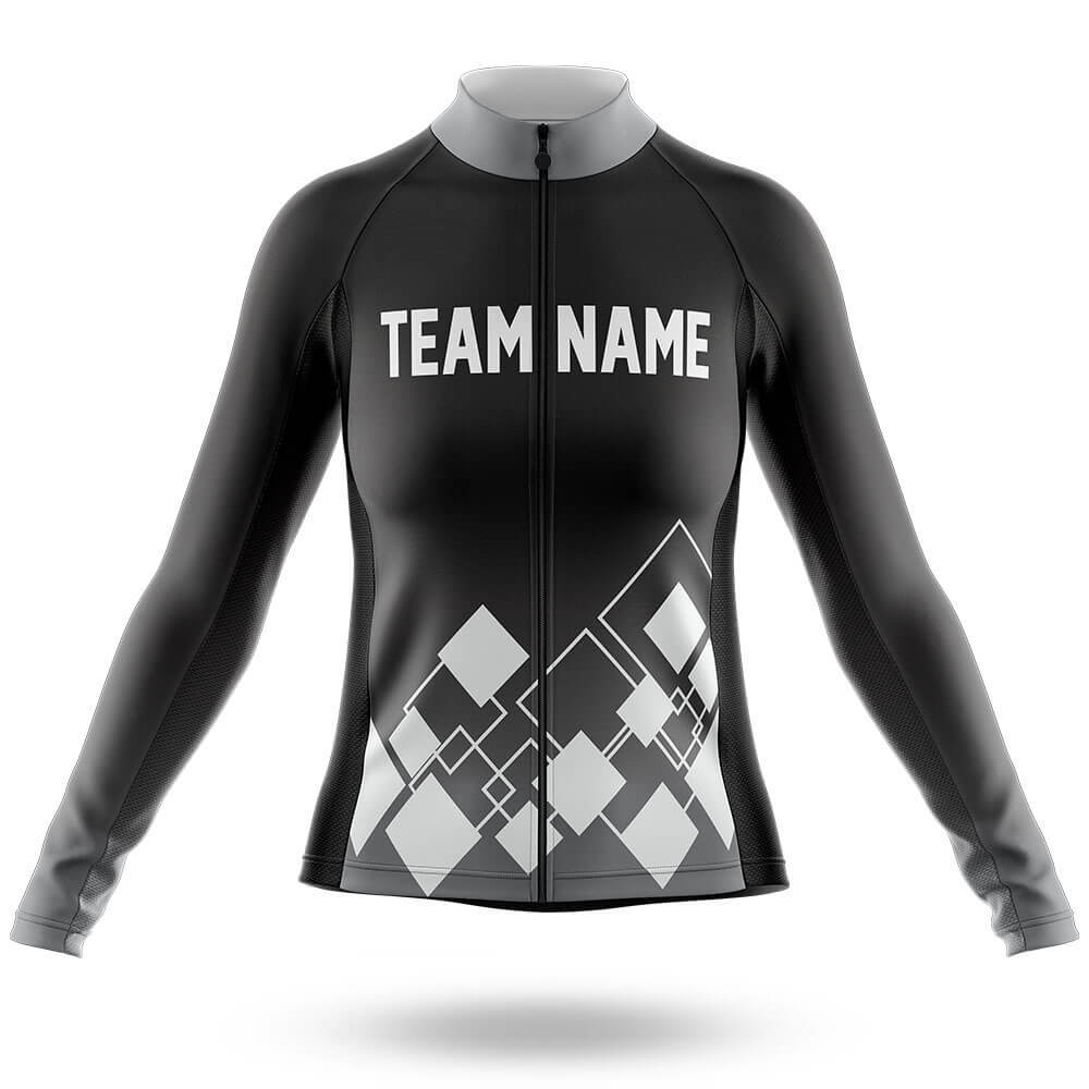 Custom Team Name V19 Black - Women's Cycling Kit-Long Sleeve Jersey-Global Cycling Gear
