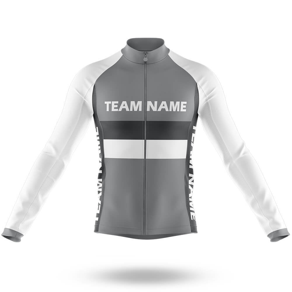 Custom Team Name M2 Grey - Men's Cycling Kit-Long Sleeve Jersey-Global Cycling Gear