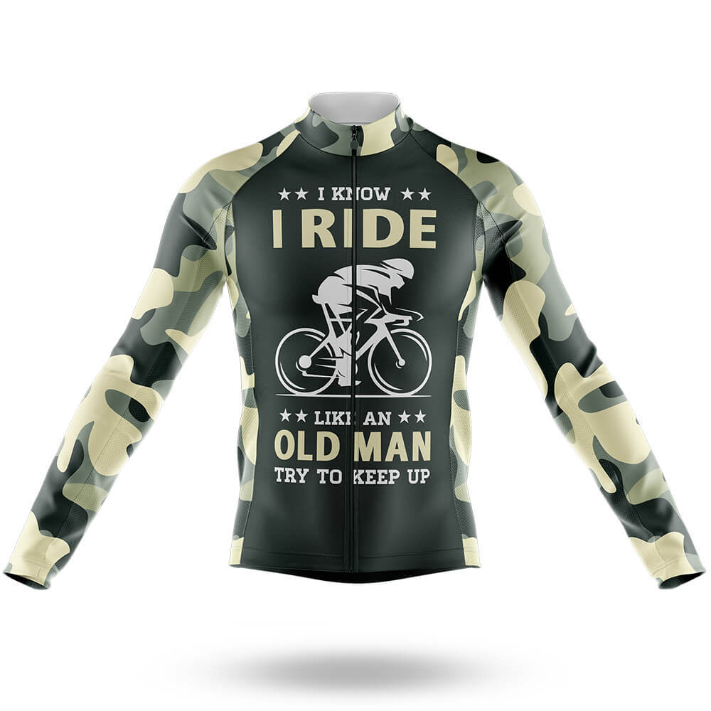 I Ride Like An Old Man V8 - Men's Cycling Kit-Long Sleeve Jersey-Global Cycling Gear