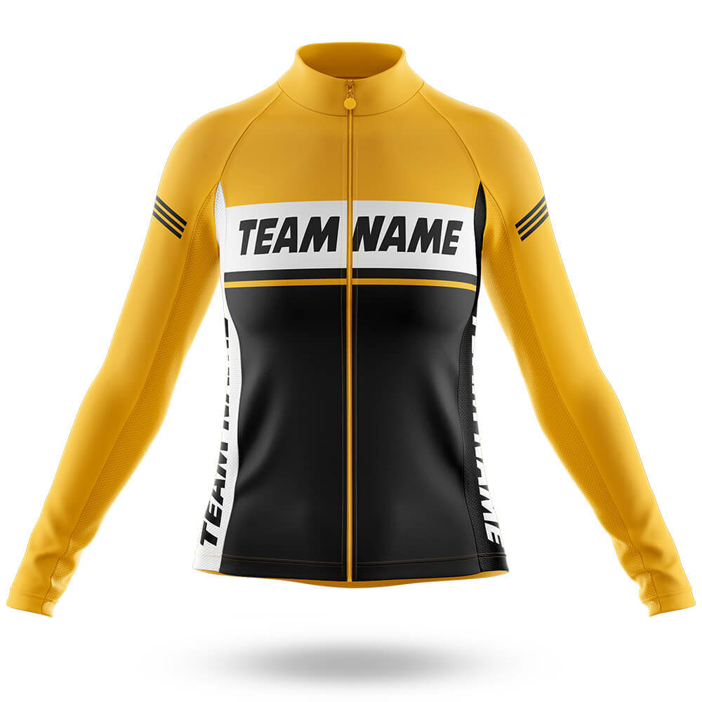 Custom Team Name M1 Yellow - Women's Cycling Kit-Long Sleeve Jersey-Global Cycling Gear