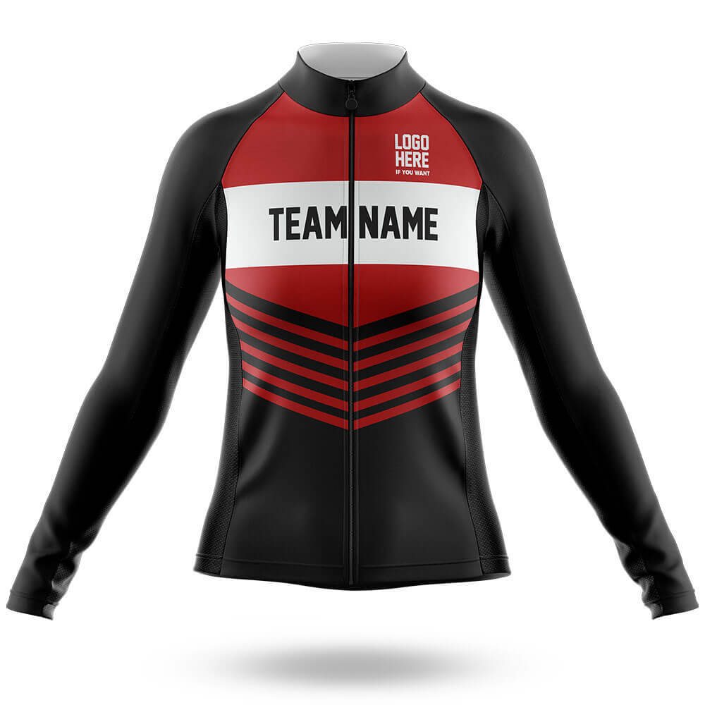 Custom Team Name V20 Red - Women's Cycling Kit-Long Sleeve Jersey-Global Cycling Gear