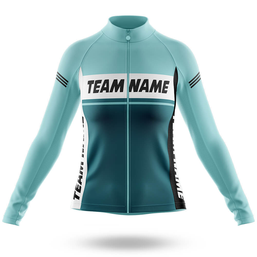 Custom Team Name M1 Blue - Women's Cycling Kit-Long Sleeve Jersey-Global Cycling Gear