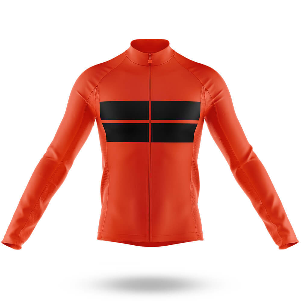 Retro Two Stripes - Orange - Men's Cycling Kit-Long Sleeve Jersey-Global Cycling Gear