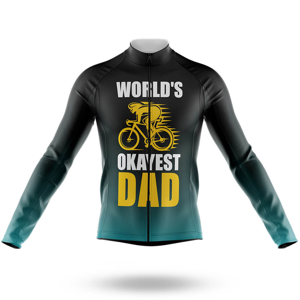 World's Okayest Dad - Men's Cycling Kit-Long Sleeve Jersey-Global Cycling Gear