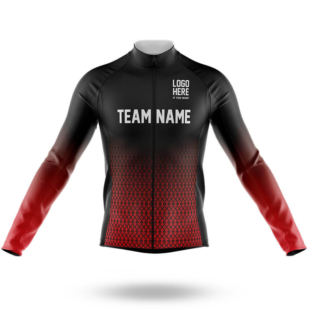 Custom Team Name S1 Red - Men's Cycling Kit-Long Sleeve Jersey-Global Cycling Gear