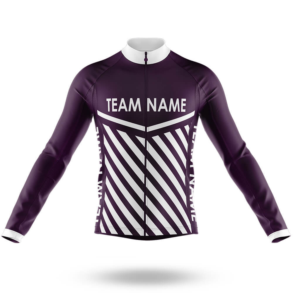 Custom Team Name M3 Dark Purple - Men's Cycling Kit-Long Sleeve Jersey-Global Cycling Gear