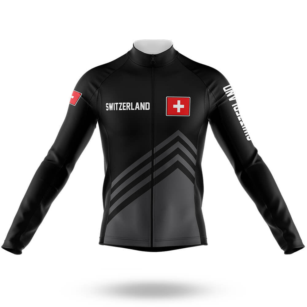 Switzerland S5 Black - Men's Cycling Kit-Long Sleeve Jersey-Global Cycling Gear