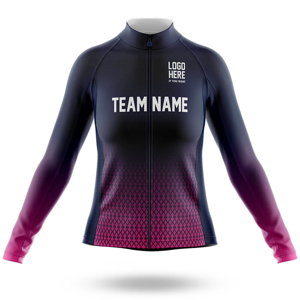 Custom Team Name S1 Pink - Women's Cycling Kit-Long Sleeve Jersey-Global Cycling Gear