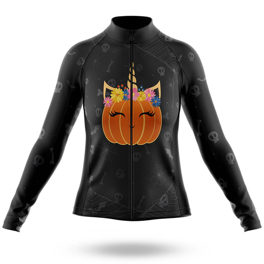 Unicorn Pumpkin - Women's Cycling Kit-Long Sleeve Jersey-Global Cycling Gear