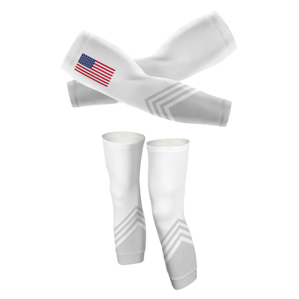 USA S5 White - Arm And Leg Sleeves-S-Global Cycling Gear