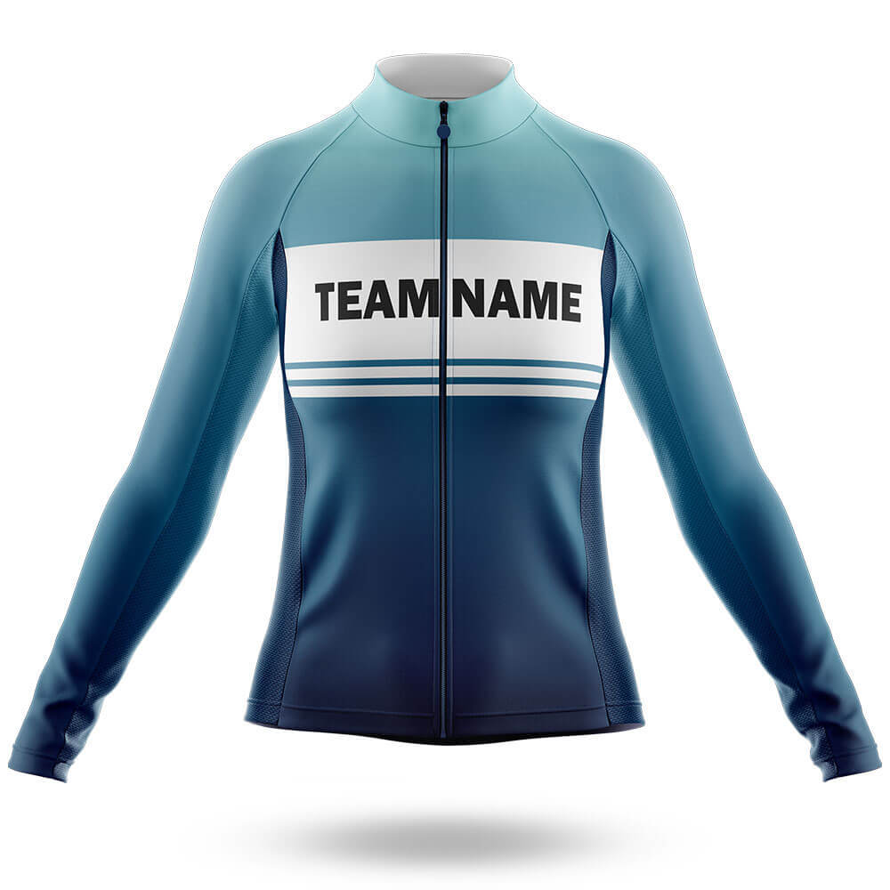 Custom Team Name S2 Blue - Women's Cycling Kit-Long Sleeve Jersey-Global Cycling Gear