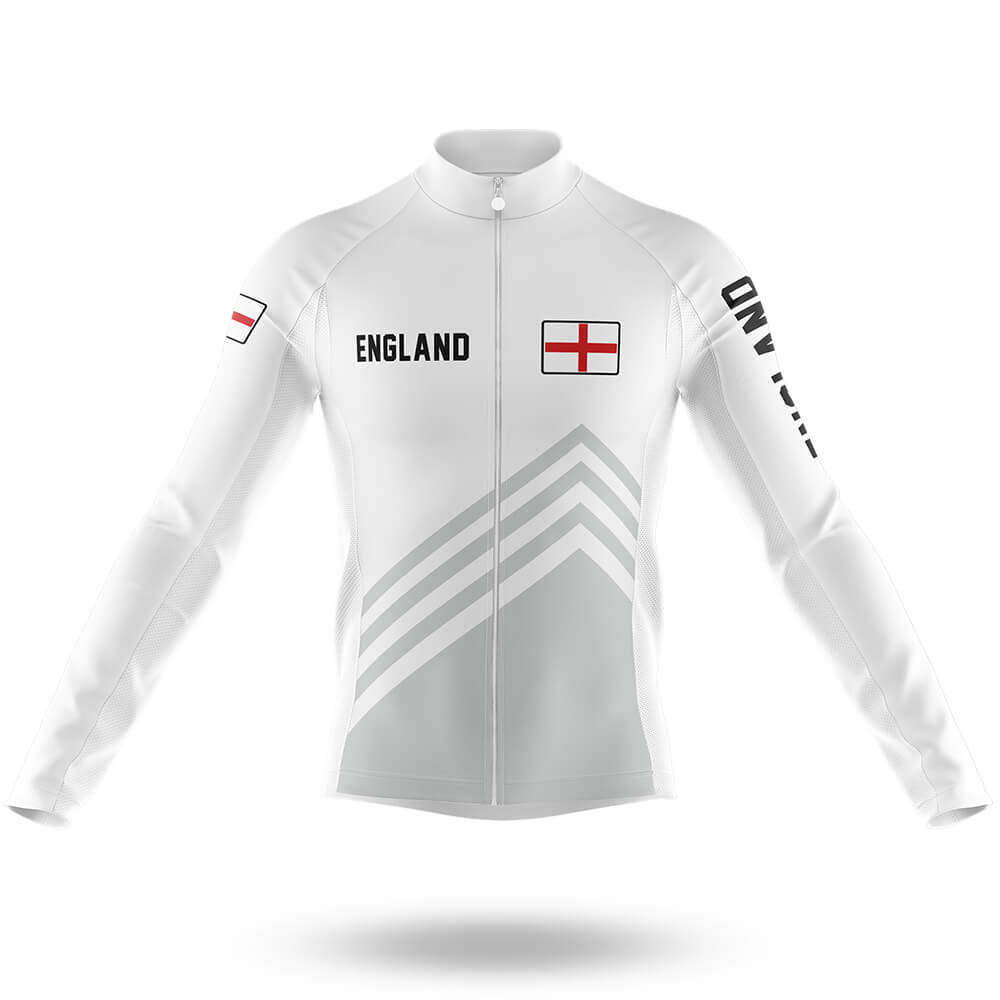 England S5 White - Men's Cycling Kit-Long Sleeve Jersey-Global Cycling Gear