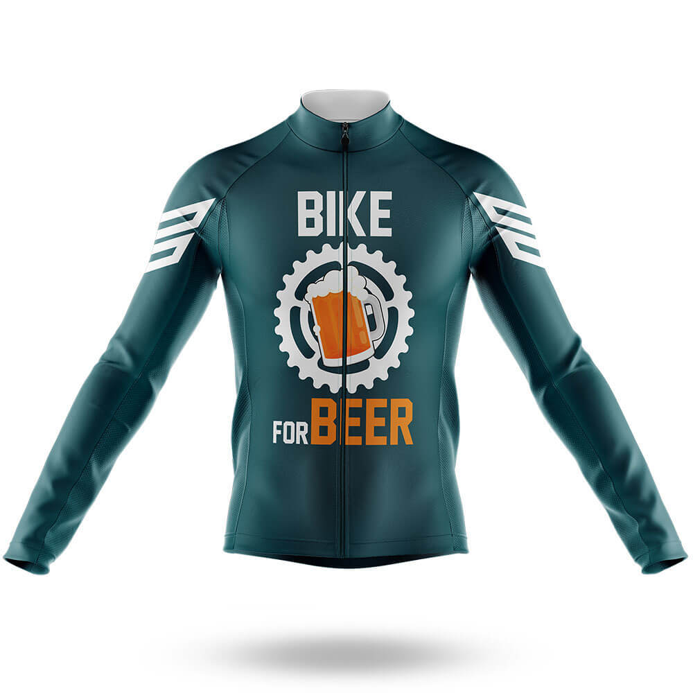 Bike For Beer V3 - Green - Men's Cycling Kit-Long Sleeve Jersey-Global Cycling Gear