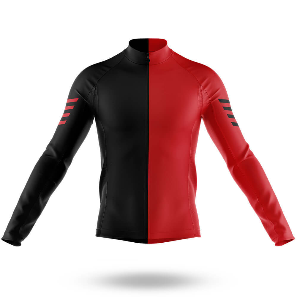 Red Black - Men's Cycling Kit-Long Sleeve Jersey-Global Cycling Gear