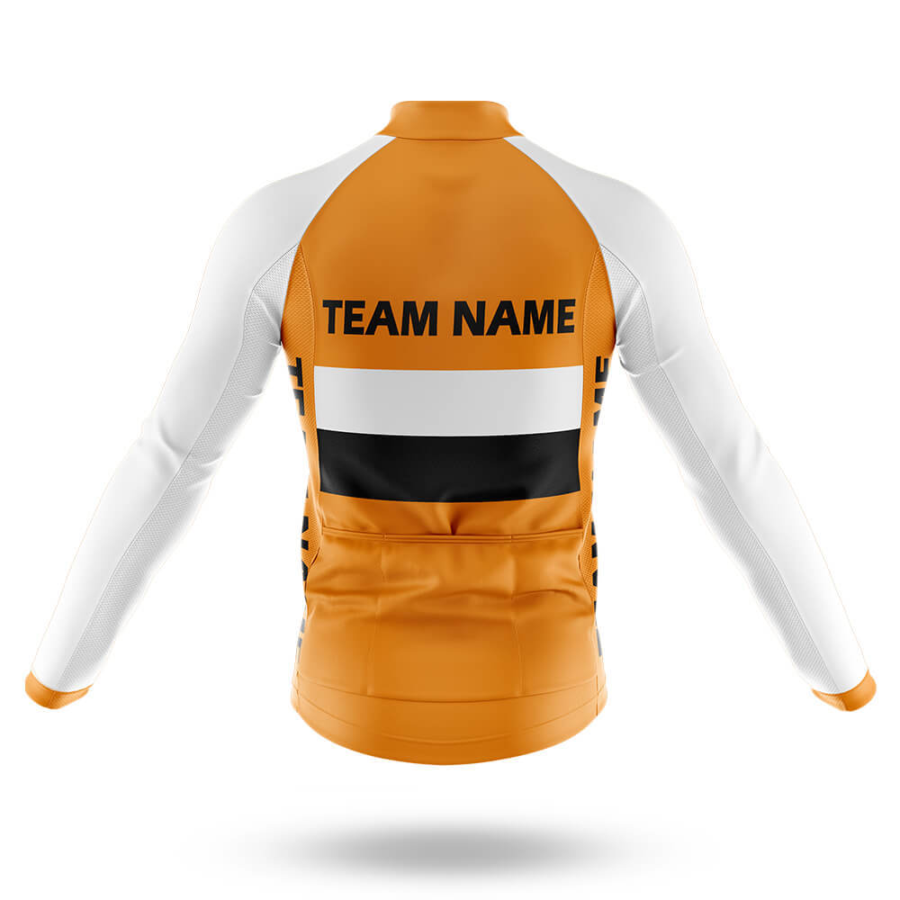 Custom Team Name M2 Orange - Men's Cycling Kit-Long Sleeve Jersey-Global Cycling Gear