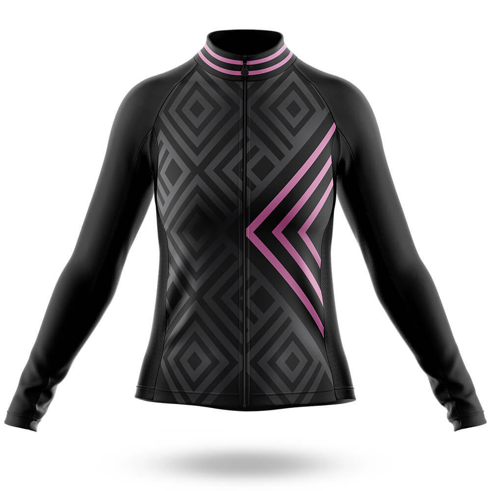 Pink Stripes - Women's Cycling Kit-Long Sleeve Jersey-Global Cycling Gear