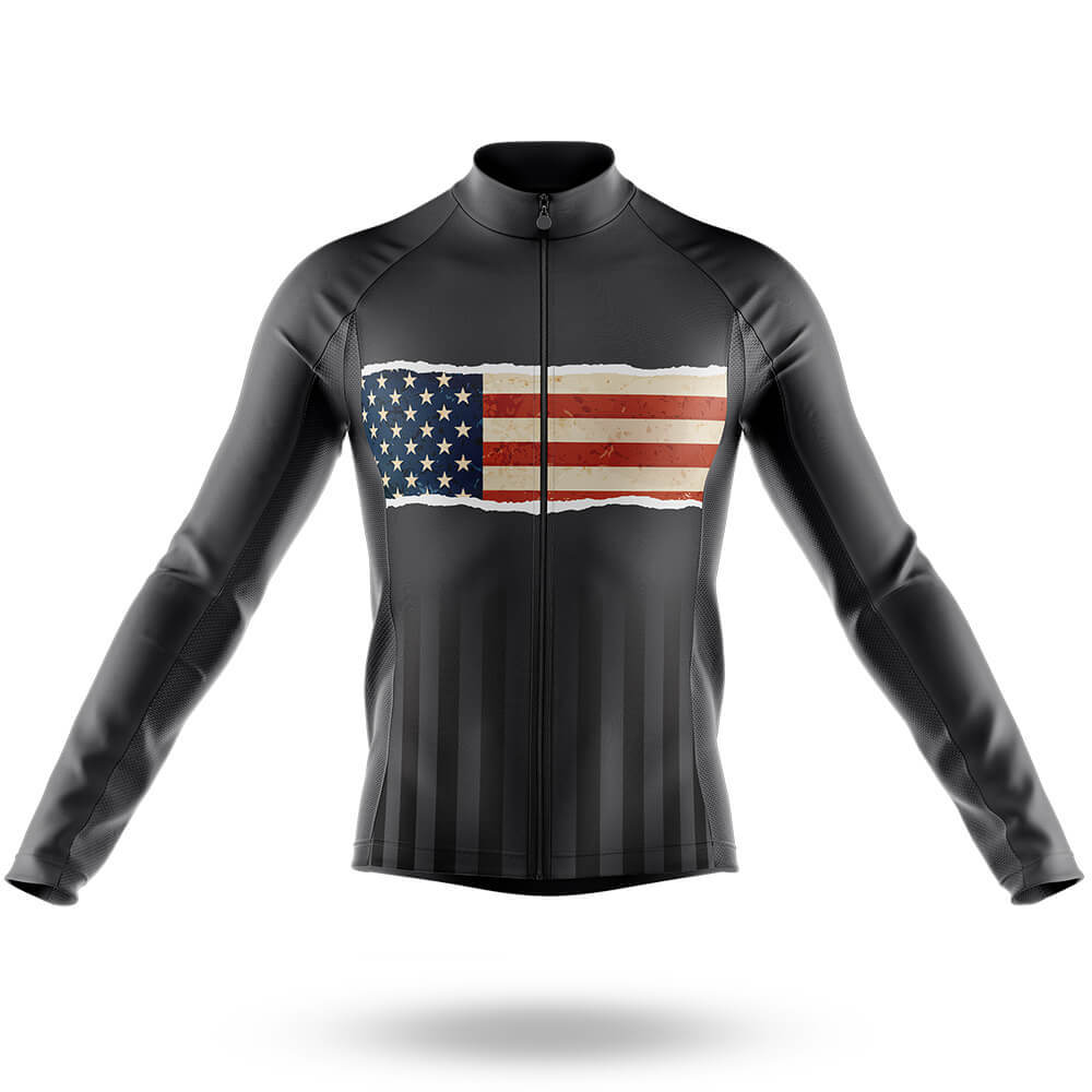 Vintage USA Flag - Men's Cycling Kit-Long Sleeve Jersey-Global Cycling Gear