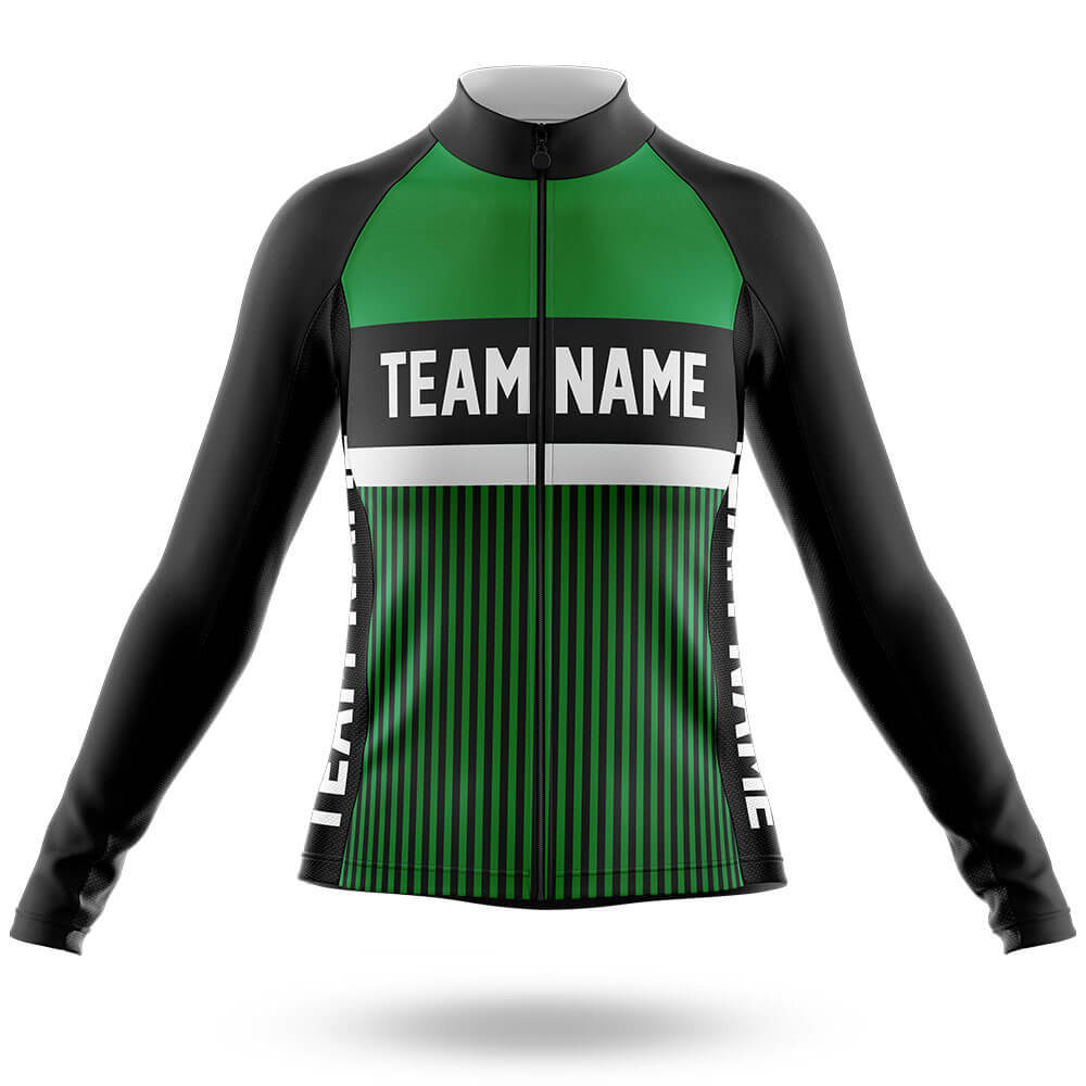 Custom Team Name M6 Green - Women's Cycling Kit-Long Sleeve Jersey-Global Cycling Gear