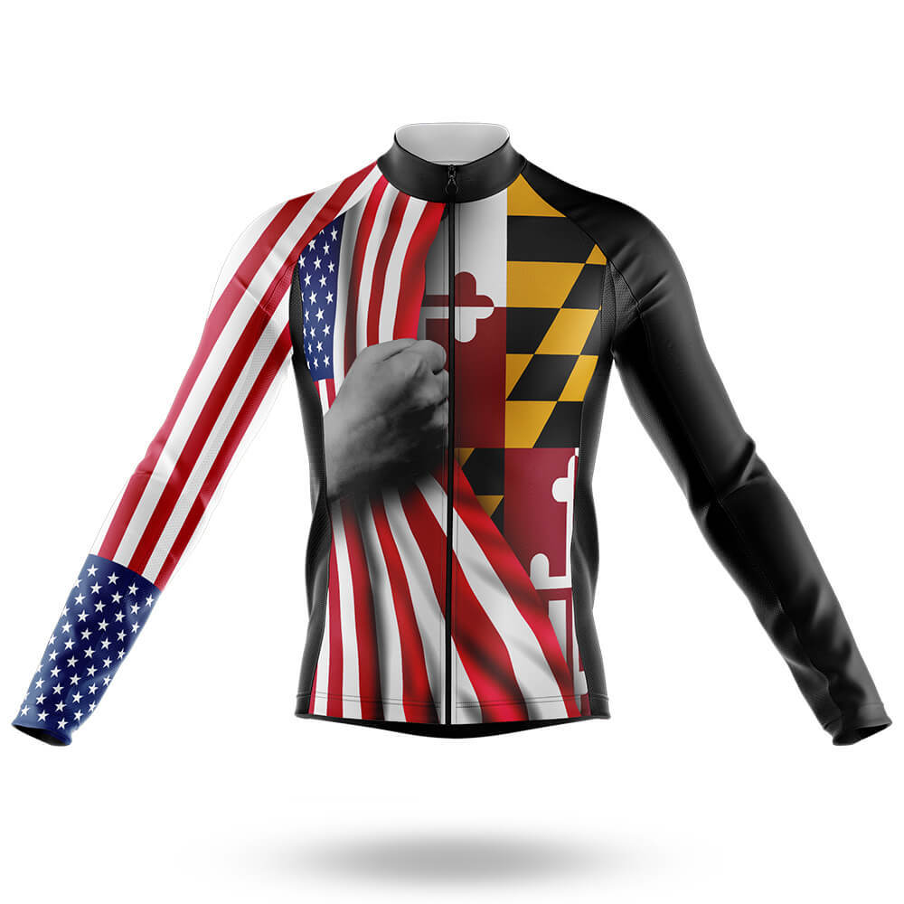 American Flag - Maryland - Men's Cycling Kit-Long Sleeve Jersey-Global Cycling Gear
