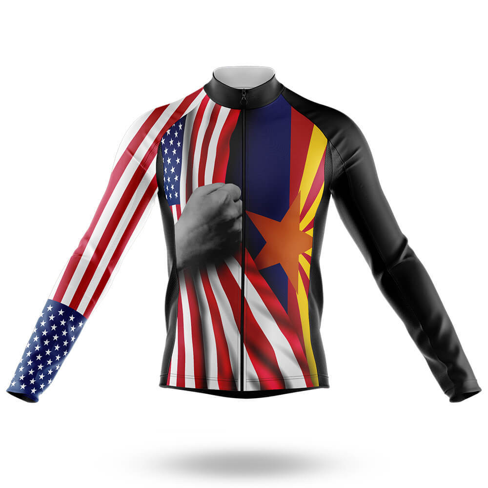 American Flag - Arizona - Men's Cycling Kit-Long Sleeve Jersey-Global Cycling Gear