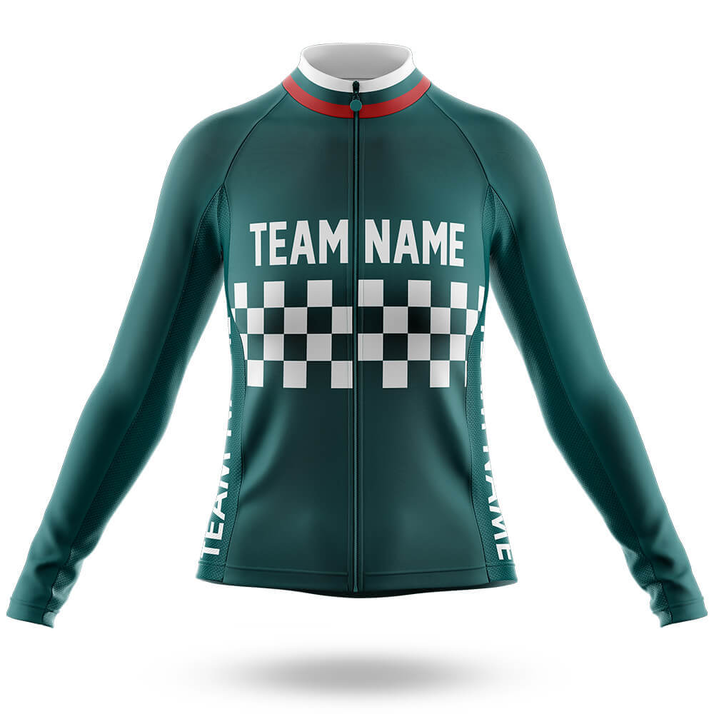 Custom Team Name M7 Green - Women's Cycling Kit-Long Sleeve Jersey-Global Cycling Gear