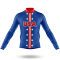 USA Theme - Men's Cycling Kit-Long Sleeve Jersey-Global Cycling Gear