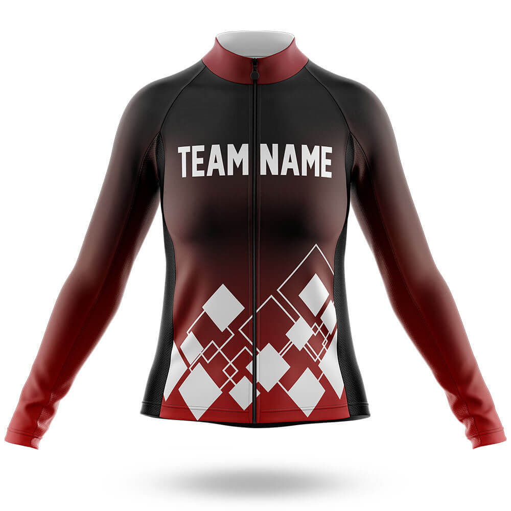 Custom Team Name V19 Red - Women's Cycling Kit-Long Sleeve Jersey-Global Cycling Gear