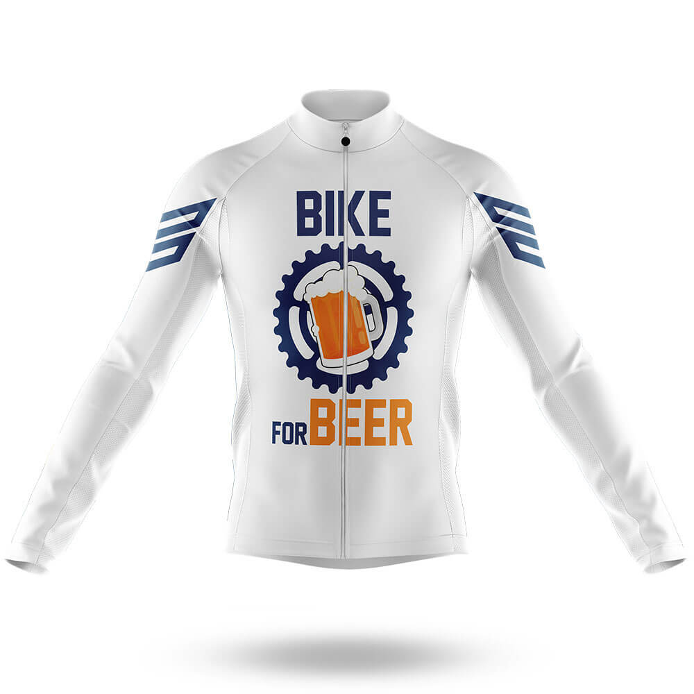 Bike For Beer V3 - White - Men's Cycling Kit-Long Sleeve Jersey-Global Cycling Gear