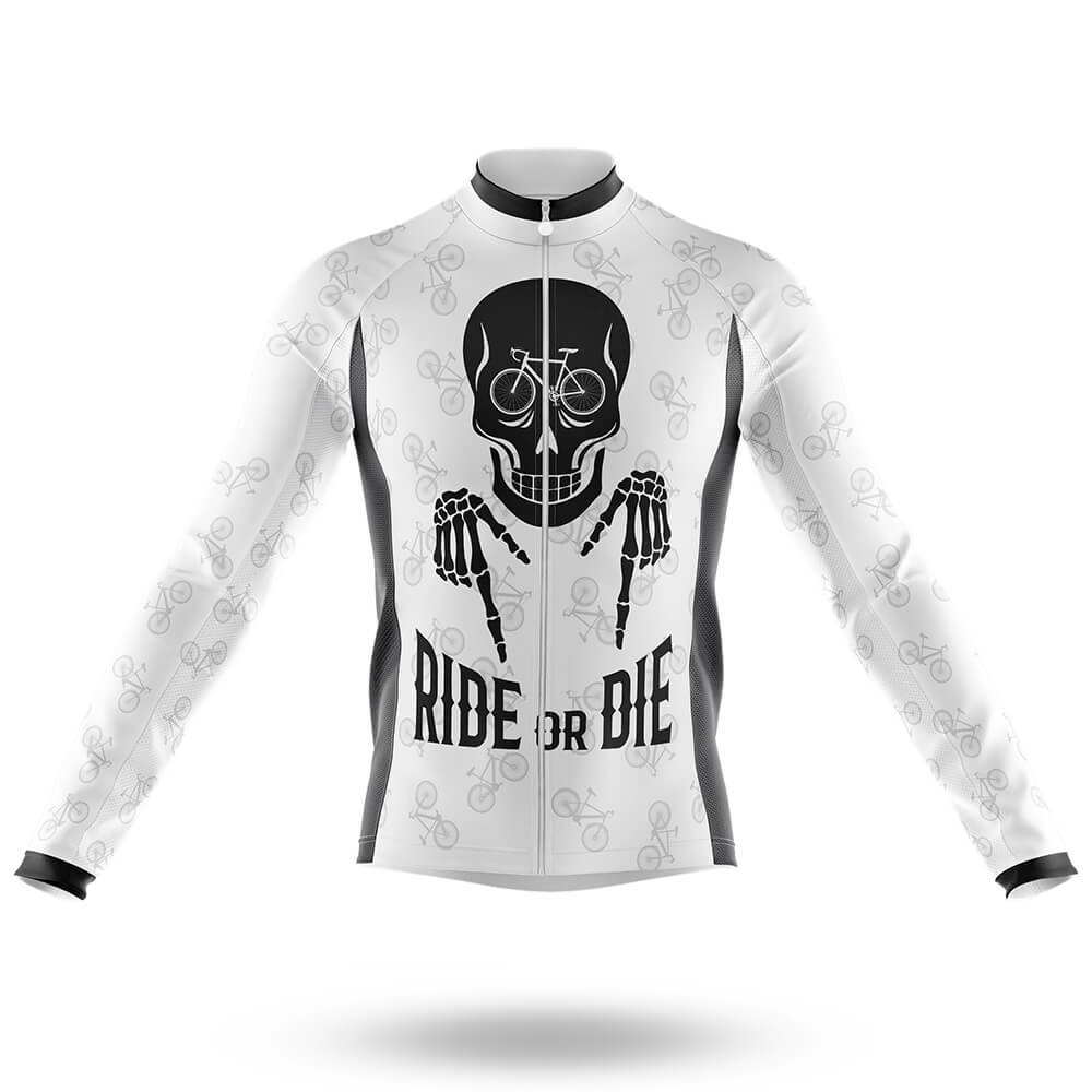 Ride Or Die V6 - White - Men's Cycling Kit-Long Sleeve Jersey-Global Cycling Gear