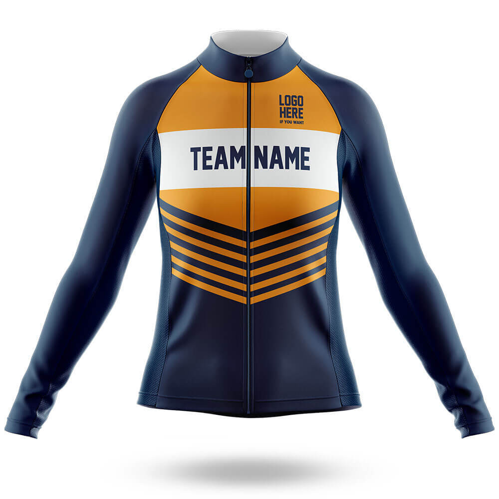 Custom Team Name V20 Navy - Women's Cycling Kit-Long Sleeve Jersey-Global Cycling Gear