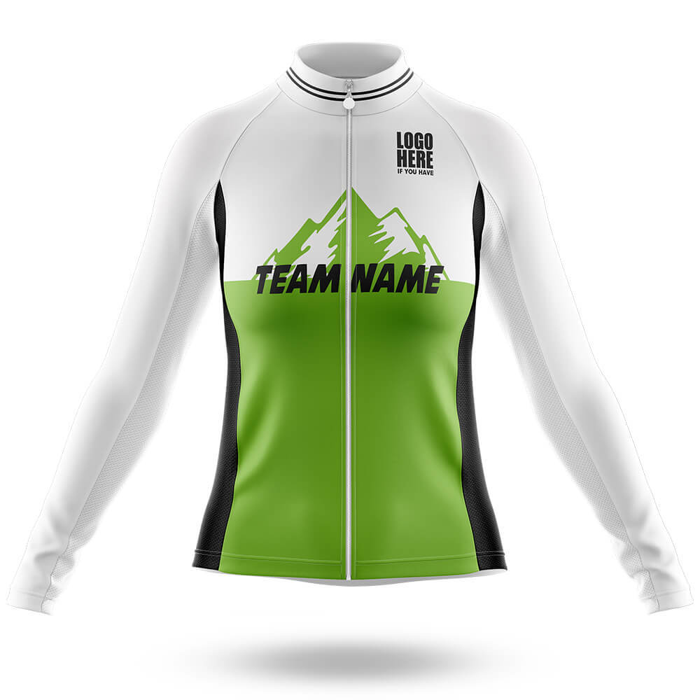 Custom Team Name V3 Green - Women's Cycling Kit-Long Sleeve Jersey-Global Cycling Gear